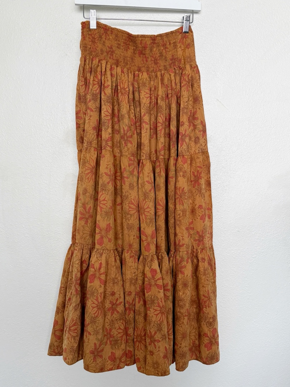 Free People Kerrigan Floral Tiered Maxi Skirt Boho Orange M - Picture 5 of 13